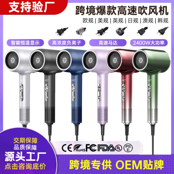 新品跨境吹风机大风力静音负离子不伤发家用大功率电吹风筒代发