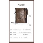 牛船长皮具rfid钱包男真皮复古拉链三折头层牛皮皮夹子Wallet man