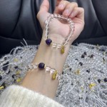 金昇源珠宝白水晶冰种白玻璃手链紫晶福字款女生生日爆款设计直播