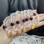 金昇源珠宝白水晶冰种白玻璃手链紫晶福字款女生生日爆款设计直播