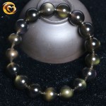 天然冰种彩眼黑曜石手串 紫金绿眼效应冰种曜石手链饰品厂家直销
