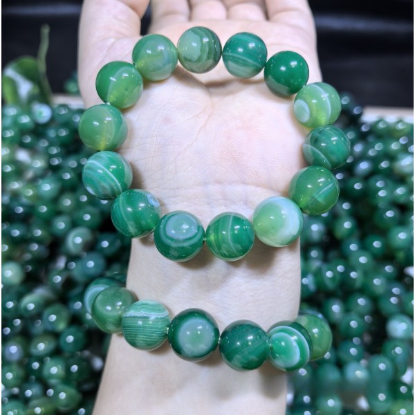 天然绿色条纹玛瑙蚕丝缠丝玛瑙绿玛瑙手串直播间福利厂家批发