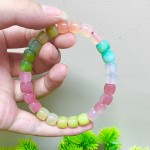 天然盐源渐变色玛瑙直切手串夏日多巴胺彩色药片手链厂家热销福利