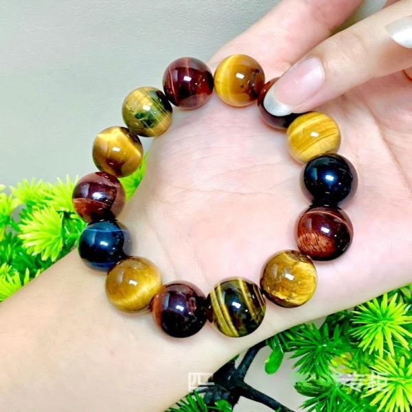 天然彩虎眼石手串 黄虎眼虎晴石时尚手链男女款礼物水晶手串批发