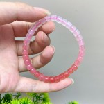 天然盐源粉玛瑙直切手串精工渐变直切手链女款药片厂家直销福利
