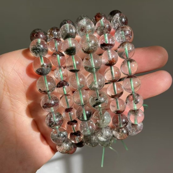 天然正品巴西红幽灵手串半盆聚宝盆彩幽灵四季紫幽灵绿幽灵手串