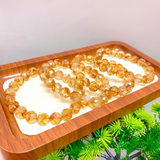 天然黄水晶手串68刻面黄塔晶水晶手链圆珠DIY饰品配饰工厂批发