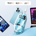 裂纹Q7无线蓝牙三模透明鼠标可充电女生平板电脑笔记本办公鼠标