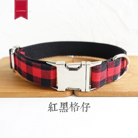 MUTTCO创意狗项圈 宠物项圈 可调节狗脖圈 红黑格子外貿款UDC-074