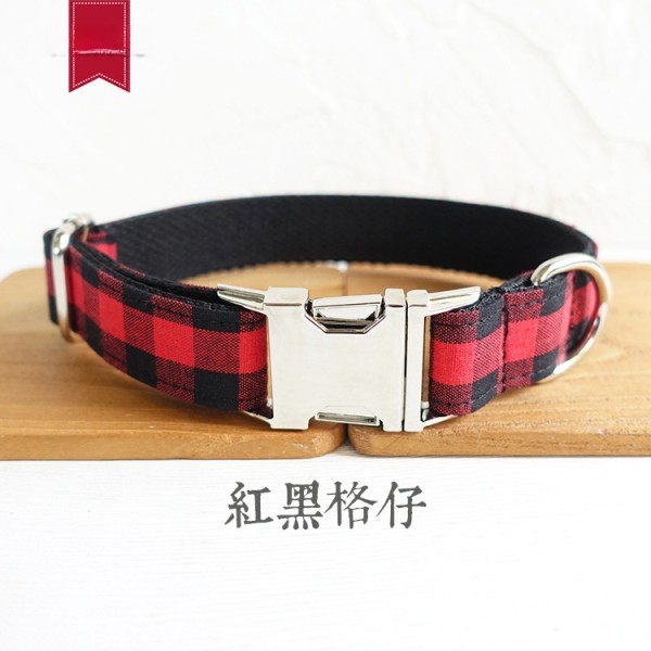 MUTTCO创意狗项圈 宠物项圈 可调节狗脖圈 红黑格子外貿款UDC-074