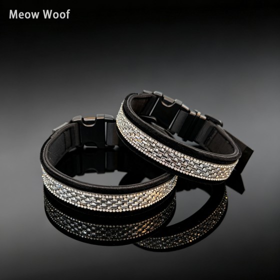高级感绒布闪钻狗项圈雪纳瑞灵缇腊肠小鹿犬颈圈大中小型犬狗脖套