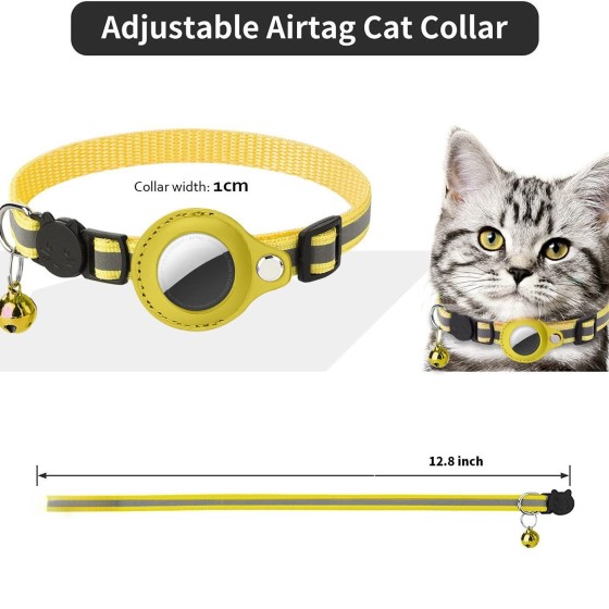 2025新款适用各系统Airtag反光宠物猫咪项圈带铃铛定位器项圈现货
