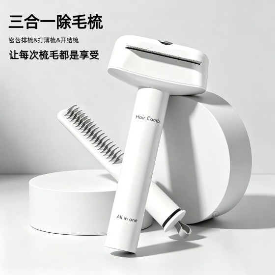 宠物梳子三合一除毛梳猫狗专用开结去浮毛打薄长短毛家用美容梳