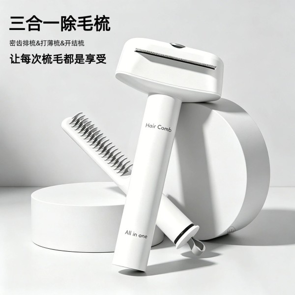 宠物梳子三合一除毛梳猫狗专用开结去浮毛打薄长短毛家用美容梳