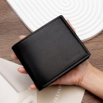外贸款高级皮纹商务男士短款钱夹横款合页多卡位三折包零钱袋钱包