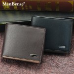 MenBense男士钱包短款 商务休闲横款零钱袋多功能三折包男士钱夹