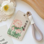 莲花竹子中国风古风双卡位皮质卡套校牌学生校园公交卡饭卡卡包