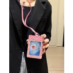 新款狗牙男女士时尚装零钱卡夹配工作牌卡套潮牌带绳子学生卡卡包