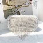 2025外贸新款晚宴包欧美女士手提包水钻流苏小方包手拿礼服晚装包