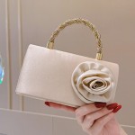 PU光泽面花朵晚宴女包手提翻盖结构轻奢派对甜美名媛婚礼小包