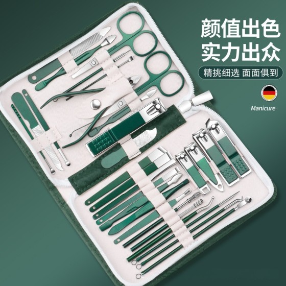 跨境指甲刀套装30件套美甲工具套装不锈钢款指甲剪全套修甲指甲钳