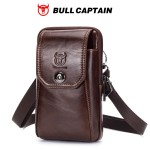 牛船长(BULLCAPTAIN)男士真皮单肩斜挎包5.5寸6寸穿皮带手机腰包