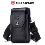牛船长(BULLCAPTAIN)男士真皮单肩斜挎包5.5寸6寸穿皮带手机腰包