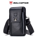 牛船长(BULLCAPTAIN)男士真皮单肩斜挎包5.5寸6寸穿皮带手机腰包