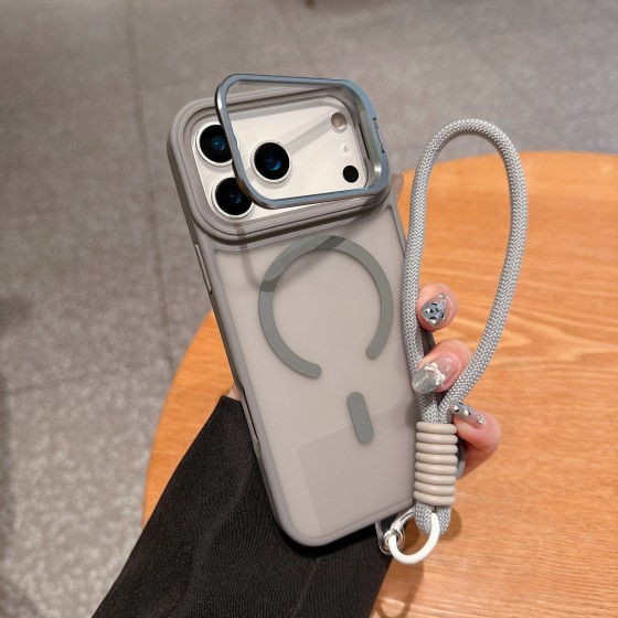 新款iPhone17 Pro五金镜头支架磁吸挂绳手机壳磨砂苹果16保护套12