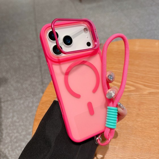 新款iPhone17 Pro五金镜头支架磁吸挂绳手机壳磨砂苹果16保护套12