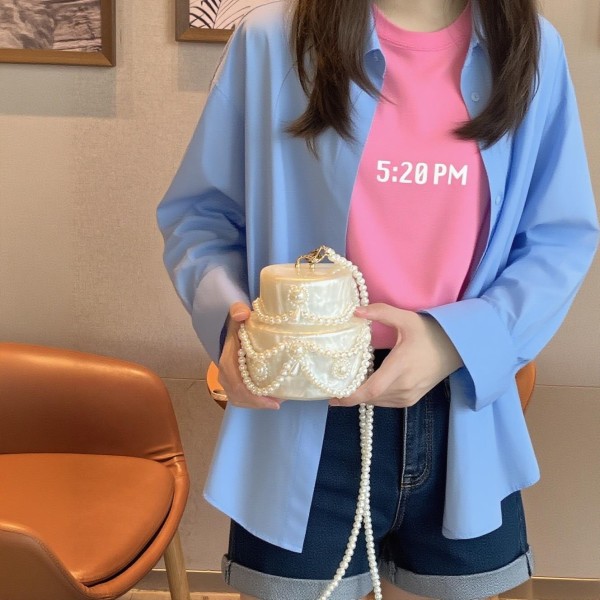女士亚克力蛋糕包可爱晚装手拿包珍珠钱包婚礼派对奢华单肩手提包