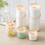 日式桌面圆形透明收纳盒塑料密封婴儿奶粉盒食品级便携手提储存罐