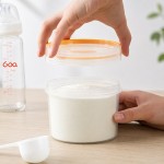 日式桌面圆形透明收纳盒塑料密封婴儿奶粉盒食品级便携手提储存罐