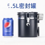 咖啡豆密封罐304不锈钢排气阀呼吸密封储物罐带勺子保鲜罐咖啡罐