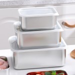 带盖食品接触用冰箱整理盒不锈钢保鲜盒收纳盒肉类冷冻盒专用盒子