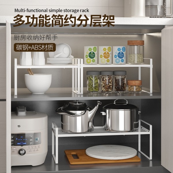 日式厨房柜子分层架置物架多功能台面调料汤锅碗碟收纳整理架跨境