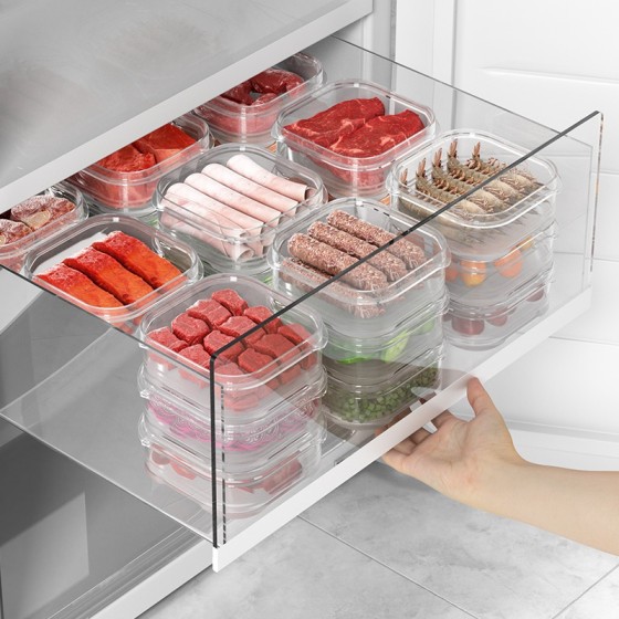 食品级冰箱分装盒冻肉保鲜盒分格盒子冷冻收纳分类盒家用保鲜密封