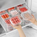 食品级冰箱分装盒冻肉保鲜盒分格盒子冷冻收纳分类盒家用保鲜密封