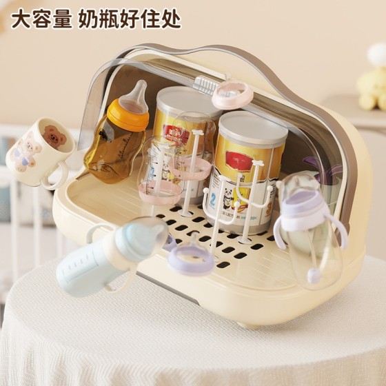 宝宝奶瓶收纳箱置物架带盖防尘沥水架辅食工具专用婴儿碗筷餐具盒