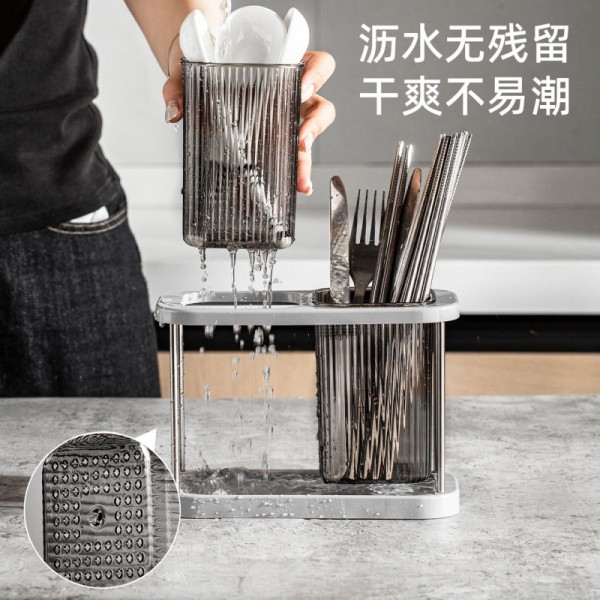 厨房塑料收纳置物架简约家用筷子筒沥水高档收纳盒筷子篓食品级