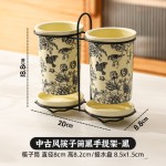 中古风玫瑰假日陶瓷筷子筒收纳盒勺筷笼家用高档新款沥水筷子桶