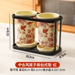 中古风玫瑰假日陶瓷筷子筒收纳盒勺筷笼家用高档新款沥水筷子桶