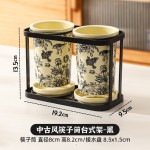 中古风玫瑰假日陶瓷筷子筒收纳盒勺筷笼家用高档新款沥水筷子桶