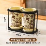 中古风玫瑰假日陶瓷筷子筒收纳盒勺筷笼家用高档新款沥水筷子桶