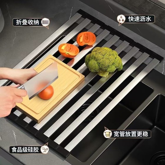 【源头厂家】可折叠沥水架子厨房碗碟筷硅胶收纳置物架（一件代发