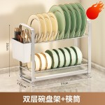 窄款厨房碗碟收纳架沥水架置物架台面碗盘架不锈钢双层碗柜小尺寸