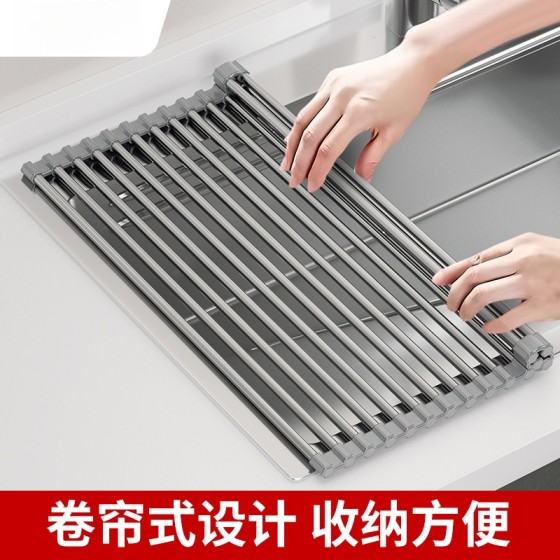 不锈钢沥水架洗水池厨房家用收纳架碗碟筷置物架滤水架可折叠碗架