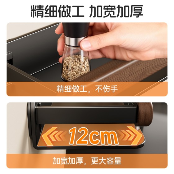 胡桃木调料架厨房转角壁挂式墙上调料盒瓶罐刀筷勺墙上收纳置物架