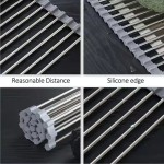 跨境水槽折叠不锈钢沥水架厨房多功能碗盘蔬菜水果收纳沥水帘代发
