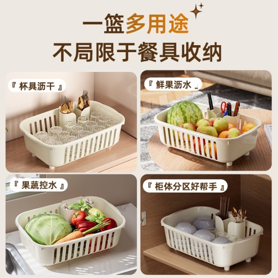 鸿俊达台面沥水碗架厨房置物架家用碗碟收纳架多功能收纳篮沥水篮